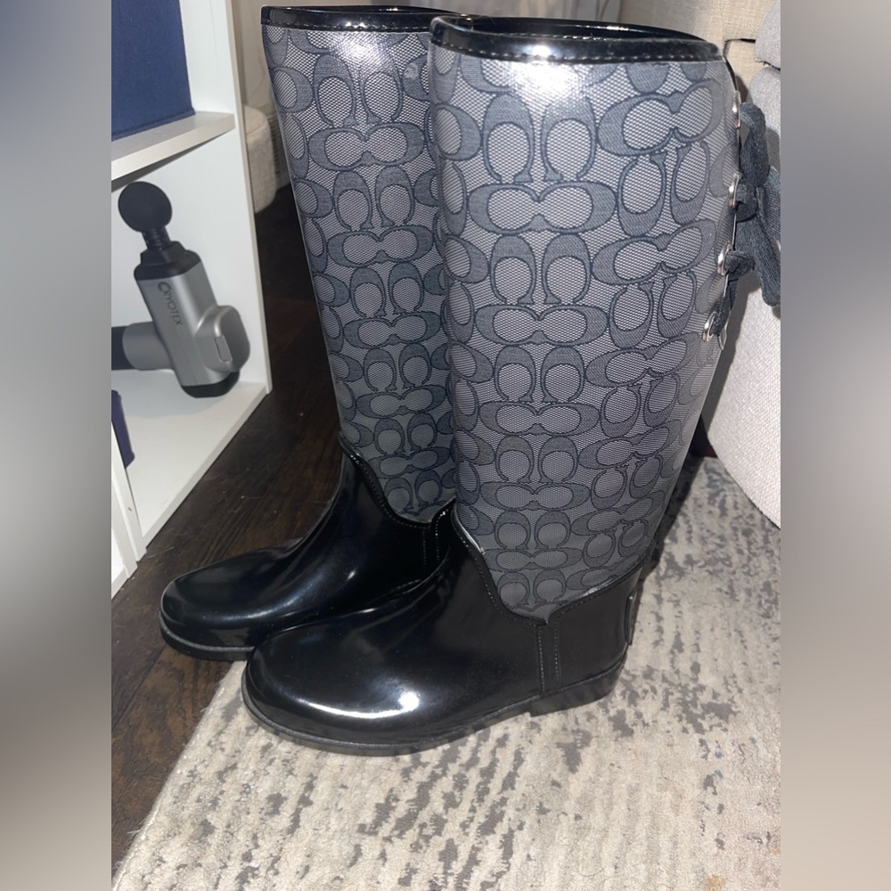 COACH Black Rain Boots W9